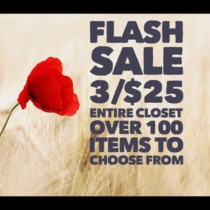 FLASH SALE!  EVERYTHING 3/$25